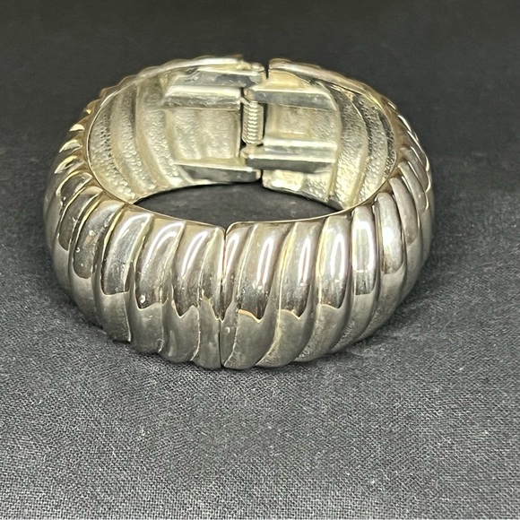 Chunky Silver Tone Clamper Bracelet - Picture 5 of 10